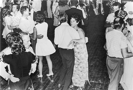Black and white image of dancers at the Nameless Festival circa 1960s - 1970s