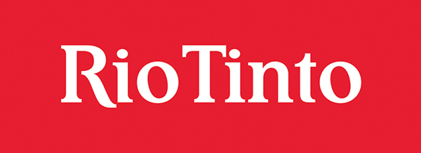 Rio Tinto logo with white text and red background