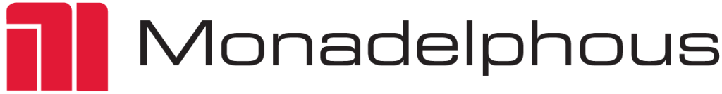 Monadelphous logo, featuring a red abstract icon of two building-like columns beside the word 'Monadelphous' in black text.
